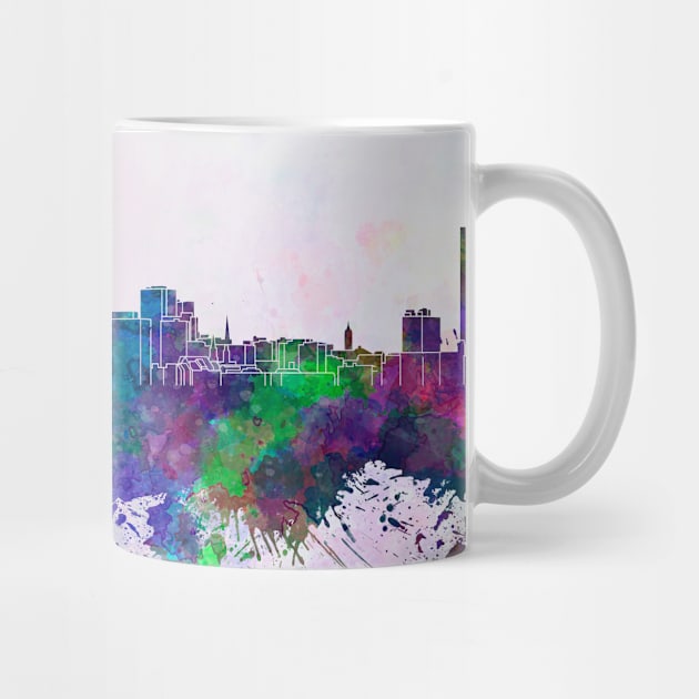 Buffalo skyline in watercolor background by PaulrommerArt